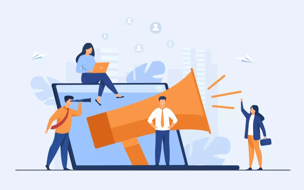 Ilustração representando alguém pensando sobre quanto tempo pode ficar sem convocar intermitente, com pessoas ao redor e um megafone destacando a importância de planejamento.